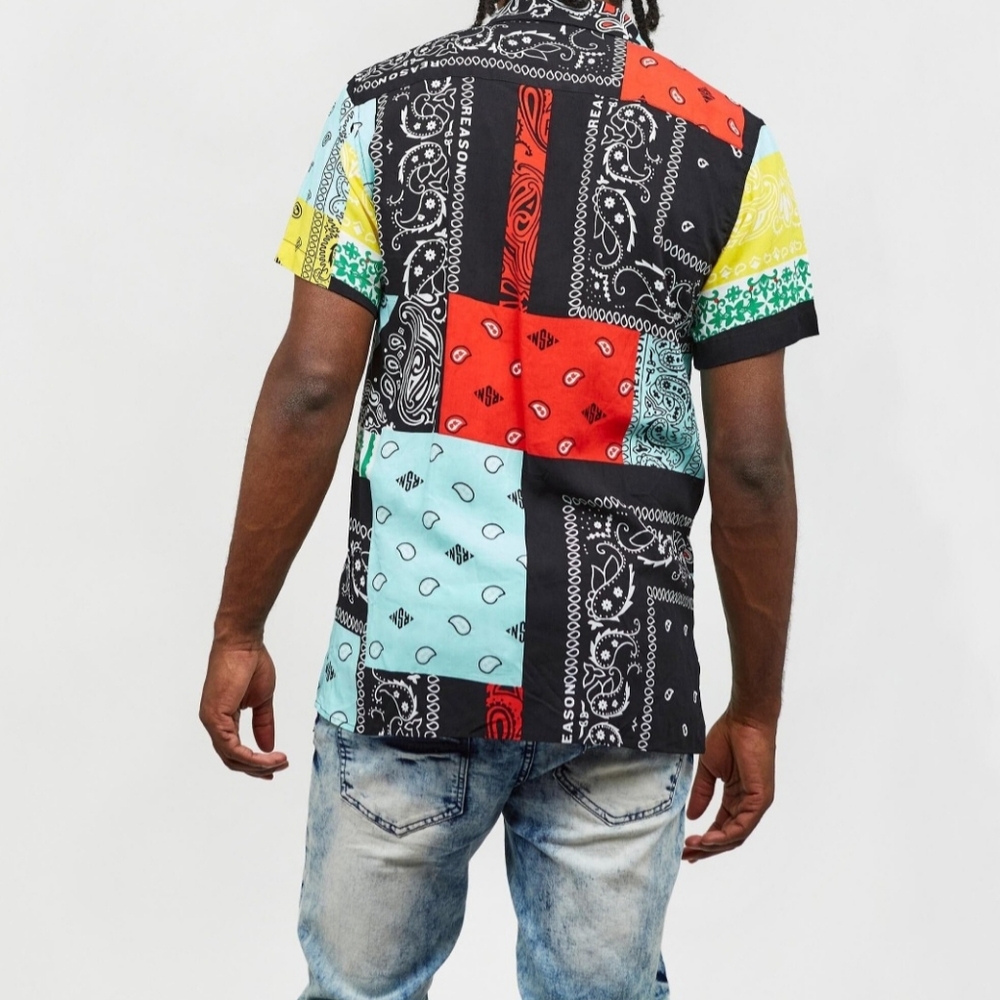 Reason Brand Intersect Print Button Down Shirt NWT Size Large G-2880